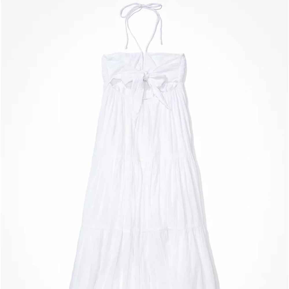 American Eagle White Maxi Halter Neck Dress